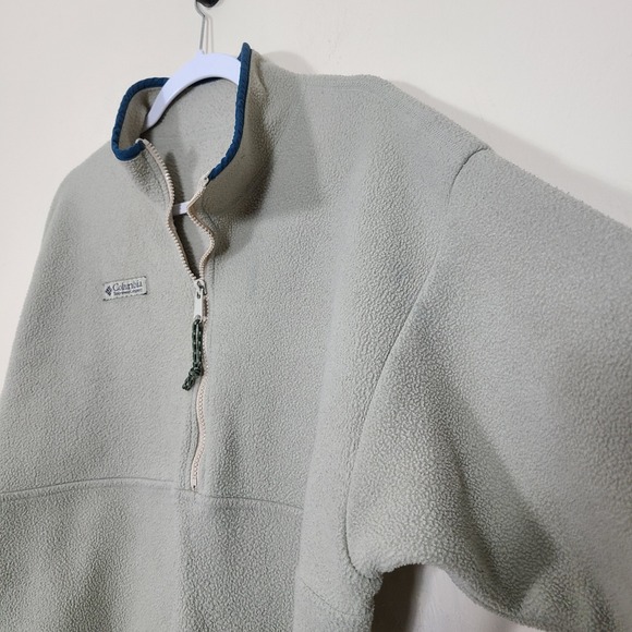 Vtg Columbia Fleece Pullover Jacket Light Tan Quarter Zip Normcore Granola  Hobo - Picture 3 of 15